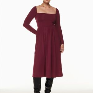 Aritzia Spiced Burgundy Long Sleeve Dress